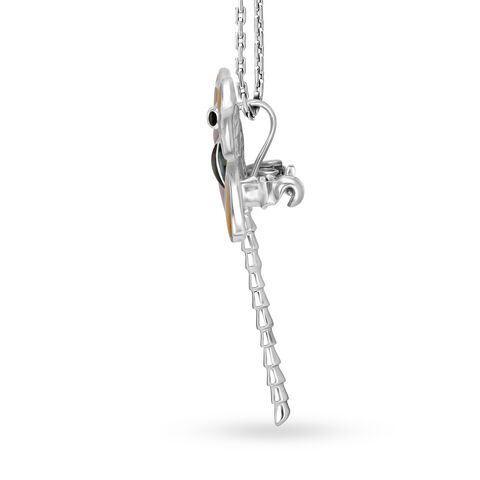 Silver Dragonfly Brooch With Light Brown Stones