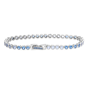 925 Silver Geometric Modish Bracelet with Blue Zirconium
