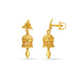 Arresting Yellow Gold Carved Lantern Jhumkas,,hi-res image number null