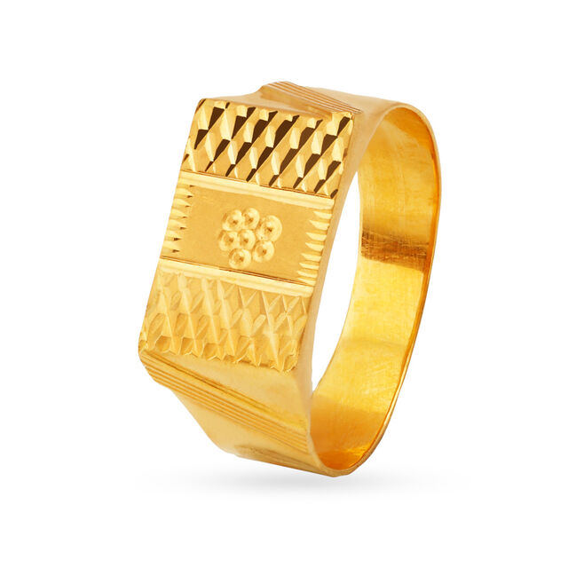 Royal Textured Gold Ring for Men