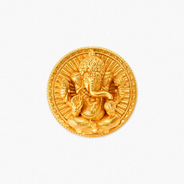Sitting Ganesh Motif 22 Karat Gold Coin,,hi-res image number null