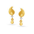 Refined Paisley Gold Drop Earrings with Stones,,hi-res image number null