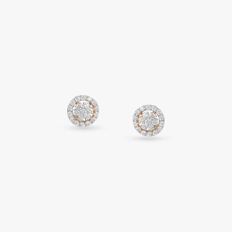Radiant Circle Diamond Stud Earrings