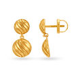 Endearing 22 Karat Yellow Gold Striped Circular Drop Earrings,,hi-res image number null
