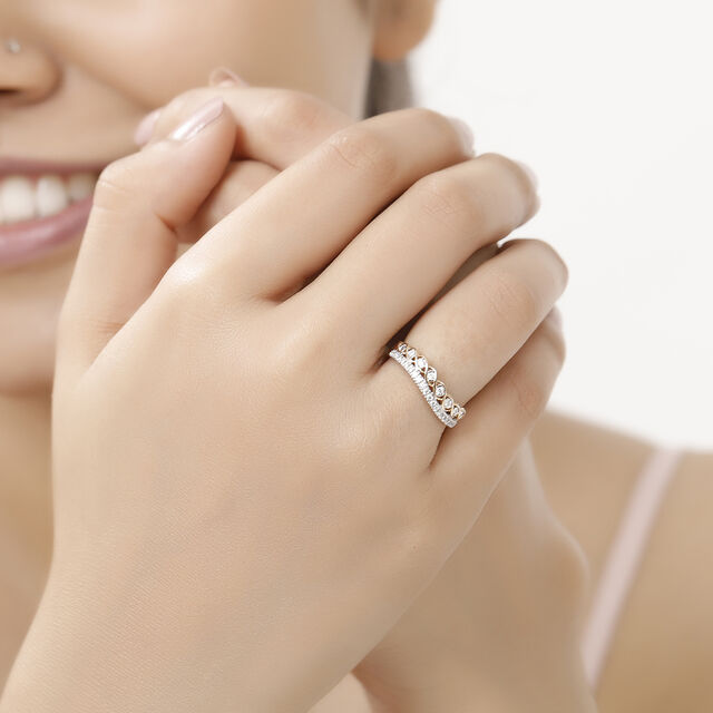 14 KT Yellow Gold Wave Diamond Eternity Ring,,hi-res image number null