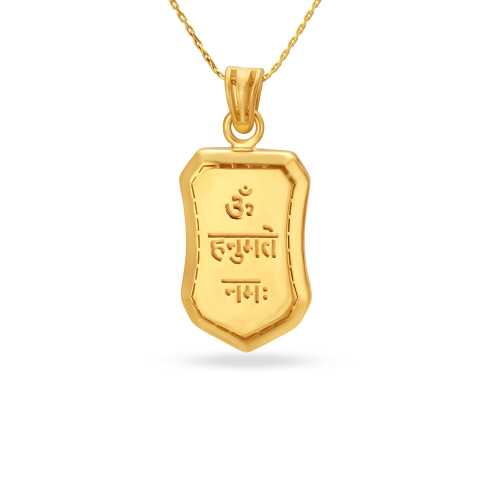 Om Hanumat Namah Engraved Gold Pendant