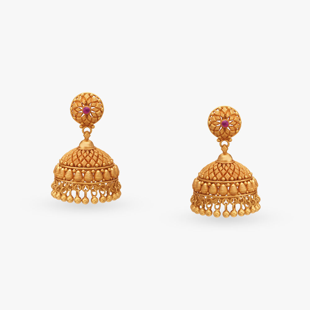 Gold jhumkas online tanishq on sale