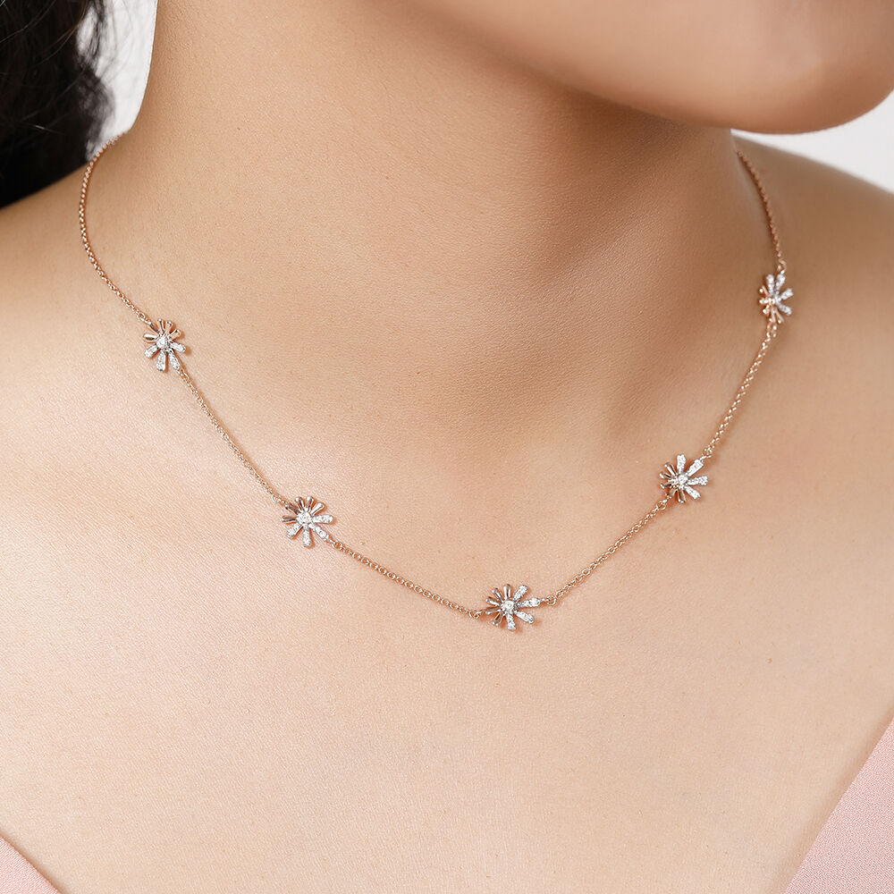 Gold Floral Drop Diamond Necklace – GIVA Jewellery