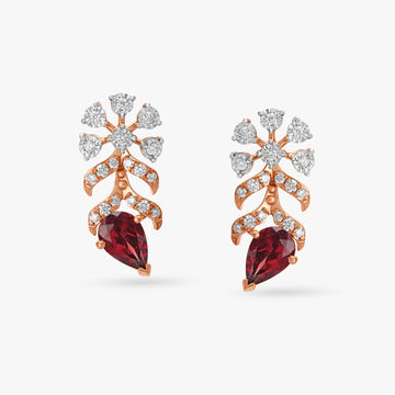 Captivating Diamond and Garnet Stud Earrings