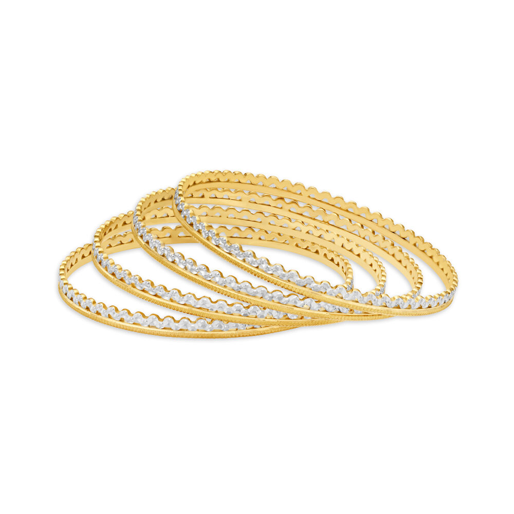 Glittering Yellow Gold Embossed Bangles Tanishq Online Store