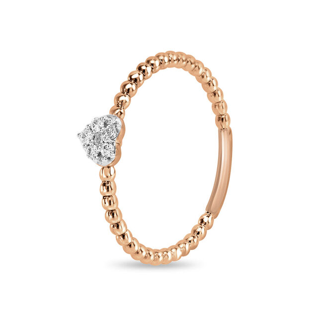 14 KT Rose Gold Heart Shaped Diamond Ring,,hi-res image number null