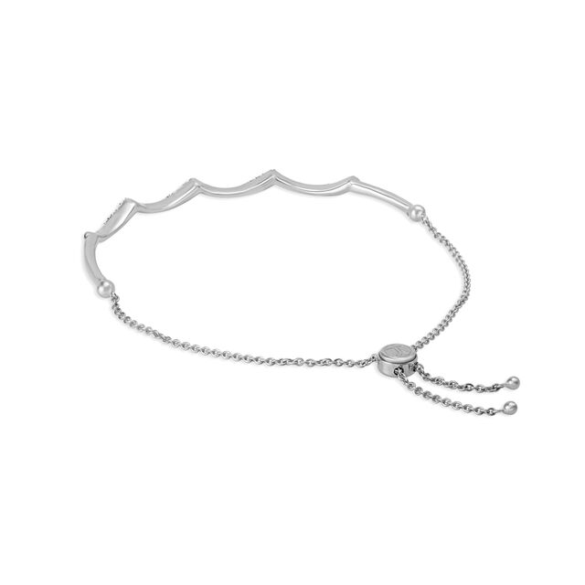 18kt White Gold & Diamond Bangle - Dainty Silver Lining,,hi-res image number null