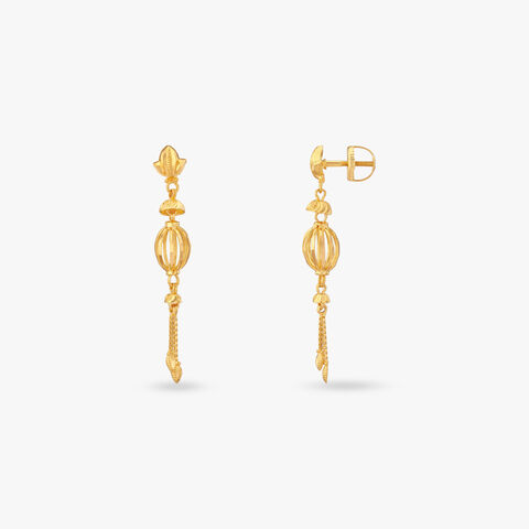 Floral Bud Gold Drop Earrings