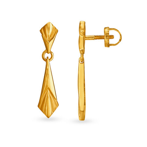 Sophisticated Yellow Gold Deltoid Drop Earrings
