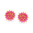 Hypnotic Ruby Floral Round Stud Earrings,,hi-res image number null