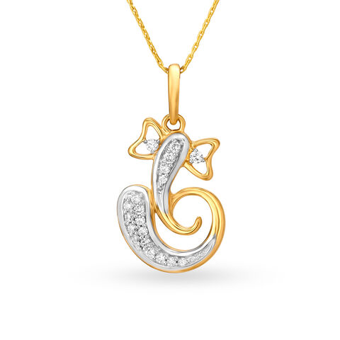 Shimmering Lord Ganesha Studded Gold Pendant