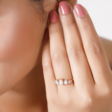 14KT Rose Gold Glistening Rain Droplet Diamond Finger Ring