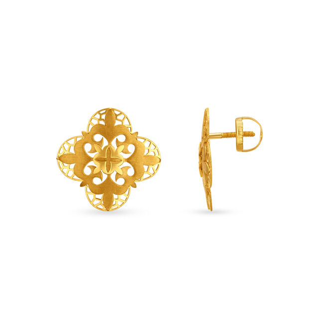 Captivating Floral Gold Stud Earrings,,hi-res image number null