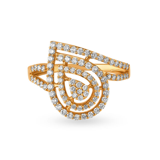 Elaborate 18 Karat Rose Gold And Diamond Finger Ring,,hi-res image number null