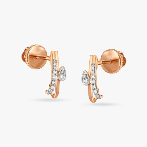 Leaf Embrace Diamond Double Stud Earrings