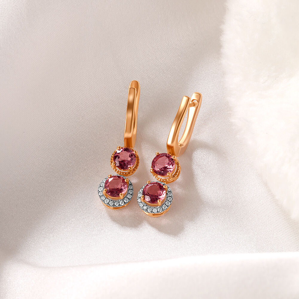 Cherry Cascade Diamond Hoop Earrings