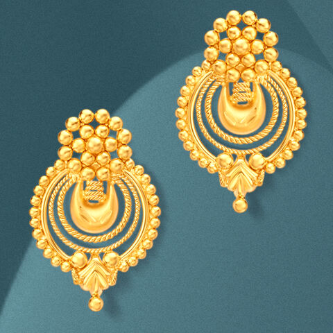 Artistic Gold Drop Stud Earrings
