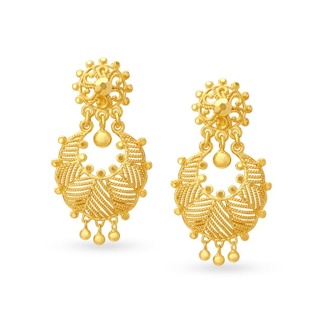 Magnificent Yellow Gold Floral Drop Earrings,,hi-res image number null