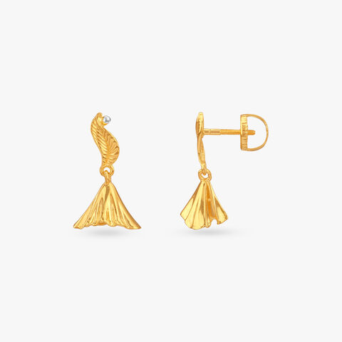 Dewdrop Drape Gold Jhumka Earrings