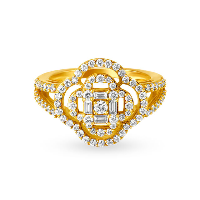 Magnificent 18 Karat Yellow Gold And Diamond Floral Ring,,hi-res image number null