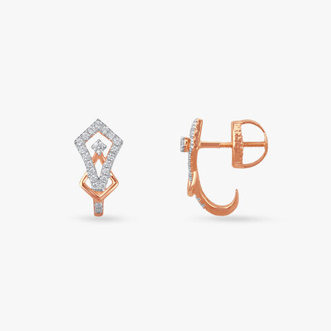Angular Frame Diamond Hoop Earrings