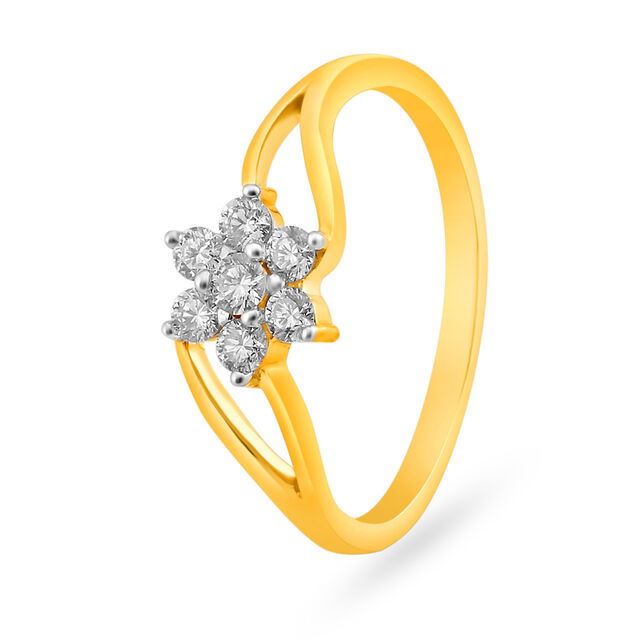 Flamboyant 18 Karat Yellow Gold And Diamond Finger Ring,,hi-res image number null