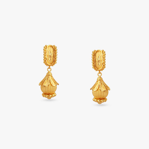 Lotus Bloom Gold Jhumka Earrings