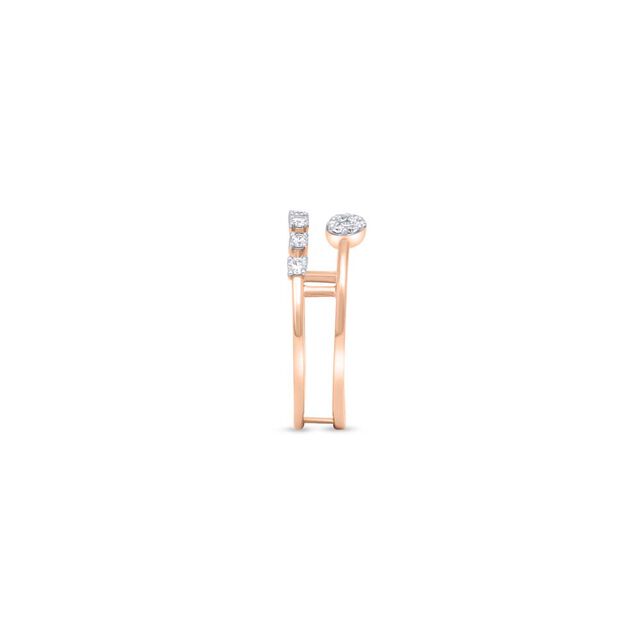 14 KT Rose Gold Dazzling Diamond Double Band Ring,,hi-res image number null