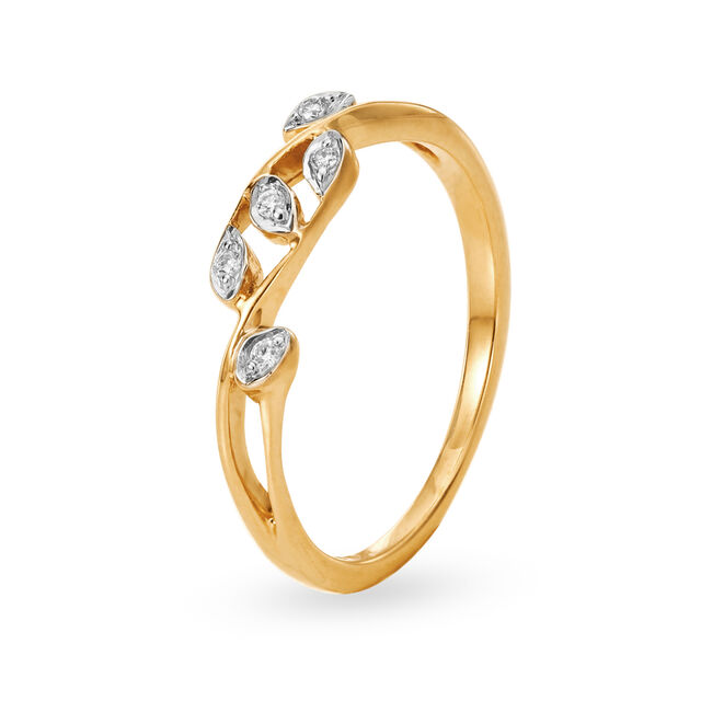 Appealing 18 Karat Yellow Gold Leafy Finger Ring,,hi-res image number null