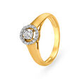 Sophisticated 18 Karat Yellow Gold And Clustered Diamond Finger Ring,,hi-res image number null
