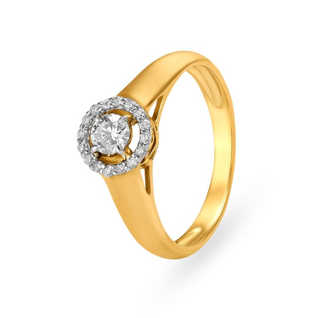 Sophisticated 18 Karat Yellow Gold And Clustered Diamond Finger Ring,,hi-res image number null
