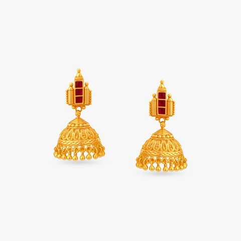 Temple Motif Jhumka Earrings