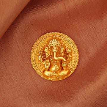 Sitting Ganesh Motif 22 Karat Gold Coin