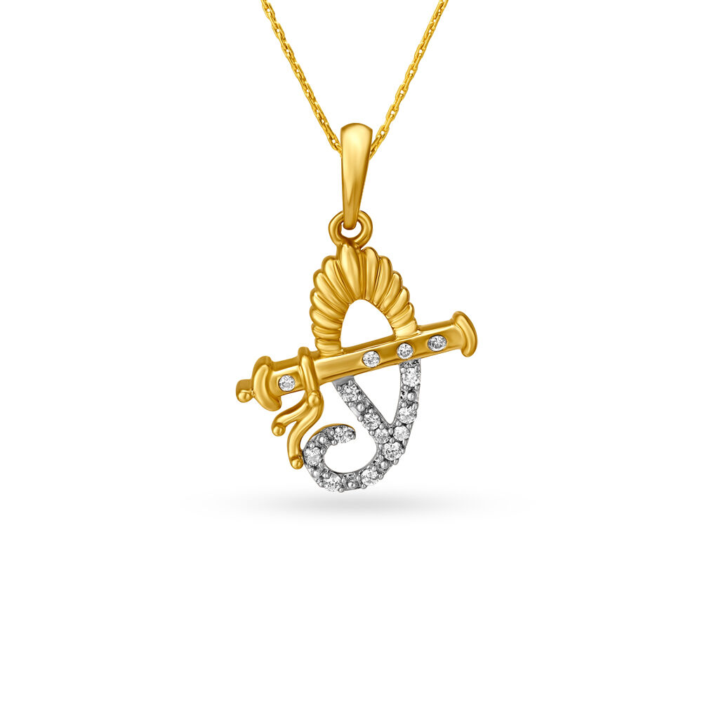Flute And Leaf Motif Diamond Pendant