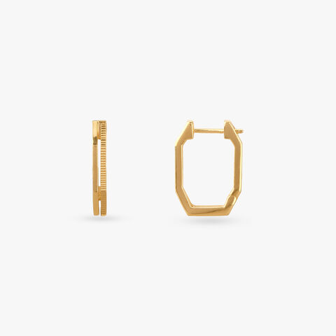 Geo-Edge Gold Hoop Earrings