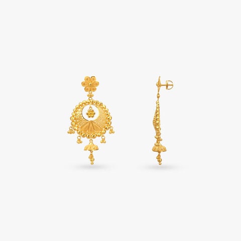 Radiant Halo Gold Drop Earrings