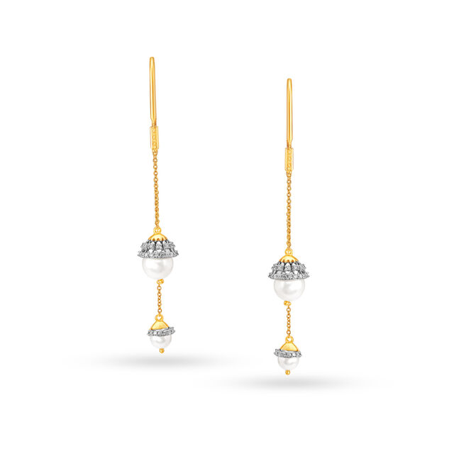 Enchanting Pearl Large Hoop Diamond Earrings,,hi-res image number null