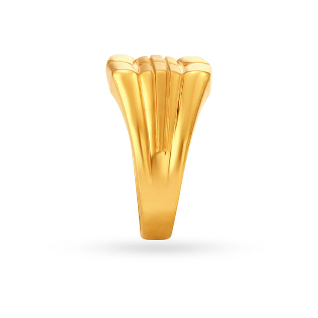 Carved Multiple Line Pattern Gold Finger Ring For Men,,hi-res image number null