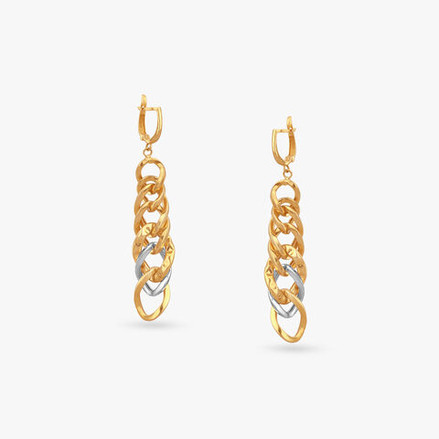 Interlinked Brilliance Gold Drop Earrings