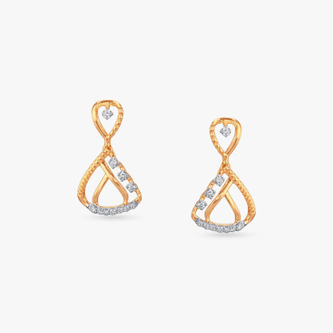 Studded Crossover Diamond Drop Earrings