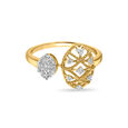 14 KT Yellow Gold Round Diamond Finger Ring,,hi-res image number null