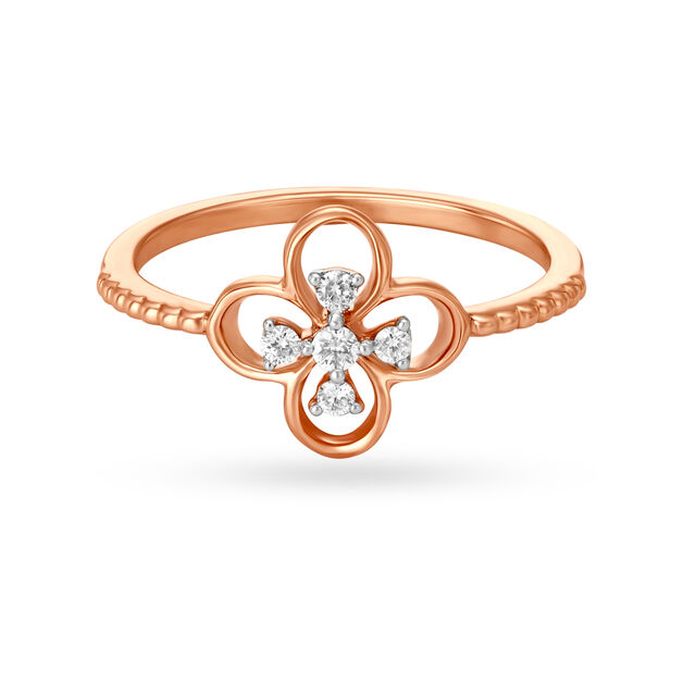 18KT Gold Studded Floral Ring,,hi-res image number null