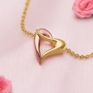 14 KT Yellow and Rose Gold Delicate Heart Necklace
