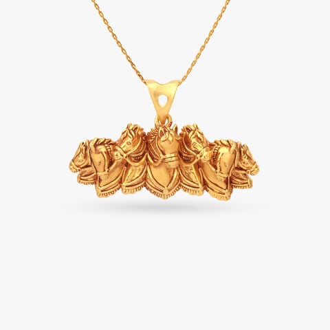 Sapta Ashwa Gold Pendant for Men