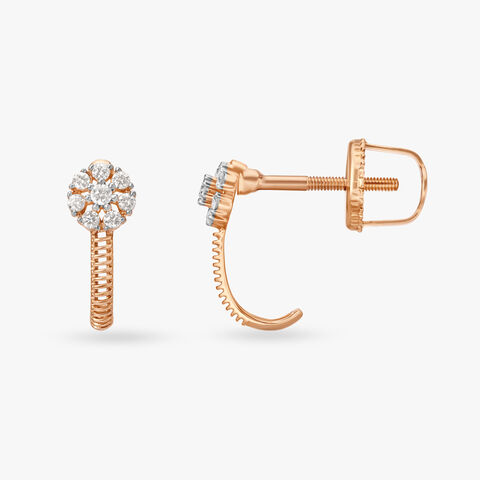 Blossom Brilliance Diamond Flower and Gold Stud  Earrings